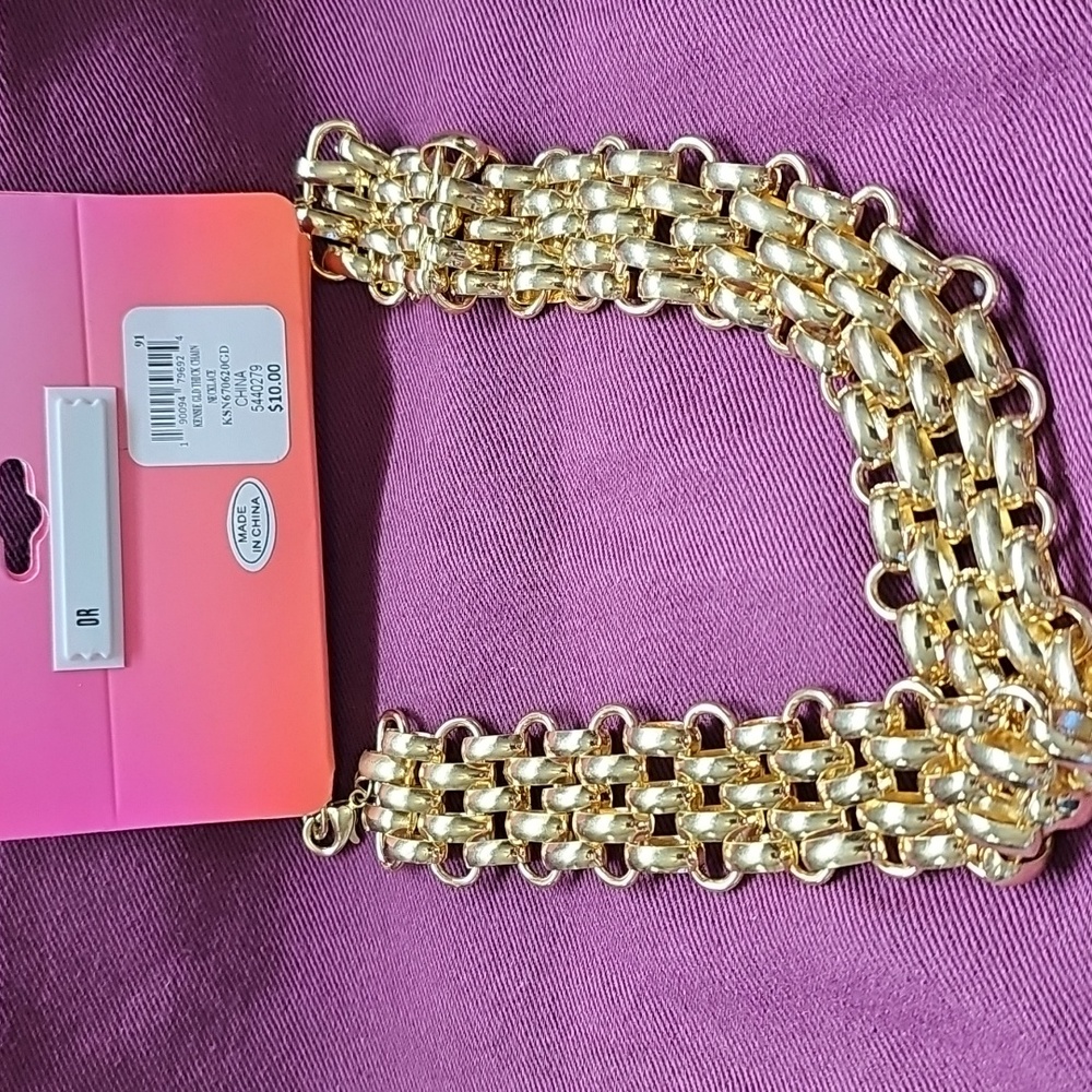 Kensie Gold Tone Thick Fashion Necklace - Picture 2 of 2